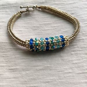 Blues silver beaded bracelet